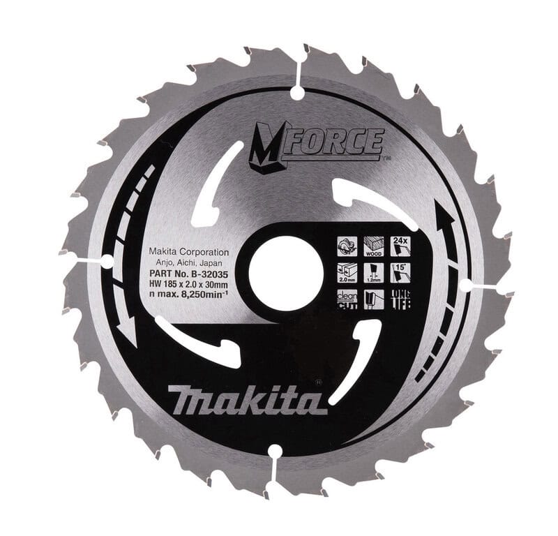 mak-b-32035-makita-b-32035-mforce-185mm-x-30mm-24t-circular-saw-blade-01.jpg Makita B-32035 MFORCE 185mm x 30mm 24T Circular Saw Blade - Image 1