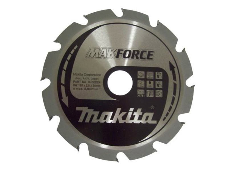 mak-b-32144-makita-b-32144-190mm-x-30mm-12t-wood-saw-blade-01.jpg Makita B-32144 190mm x 30mm 12T Wood Saw Blade - Image 1