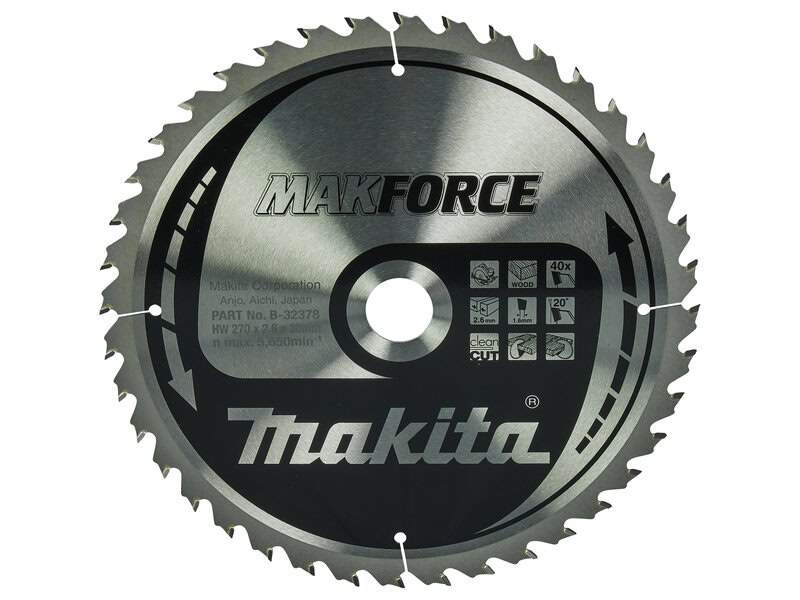 mak-b-32378-makita-b-32378-270mm-x-30mm-40t-tct-wood-saw-blade-01.jpg Makita B-32378 270mm x 30mm 40T TCT Wood Saw Blade - Image 1