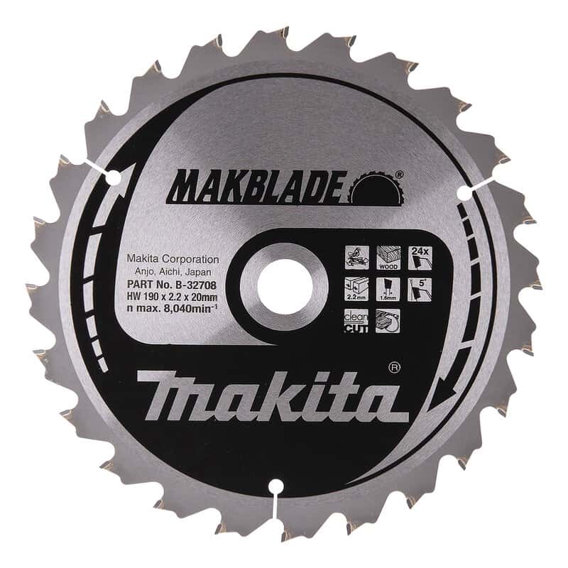 mak-b-32708-makita-b-32708-190mm-x-20mm-x-24t-wood-saw-blade-01.jpg Makita B-32708 190mm x 20mm x 24T Wood Saw Blade - Image 1