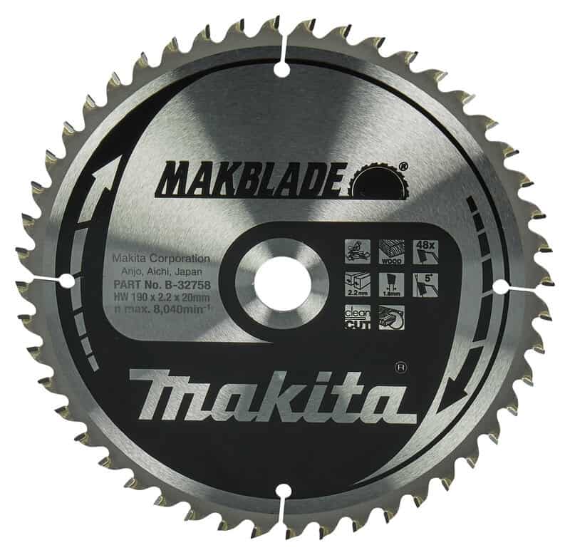 mak-b-32758-makita-b-32758-190mm-x-20mm-48t-wood-saw-blade-01.jpg Makita B-32758 190mm x 20mm 48T Wood Saw Blade - Image 1