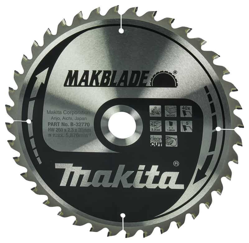 mak-b-32770-makita-b-32770-260mm-x-30mm-40t-wood-saw-blade-01.jpg Makita B-32770 260mm x 30mm 40T Wood Saw Blade - Image 1