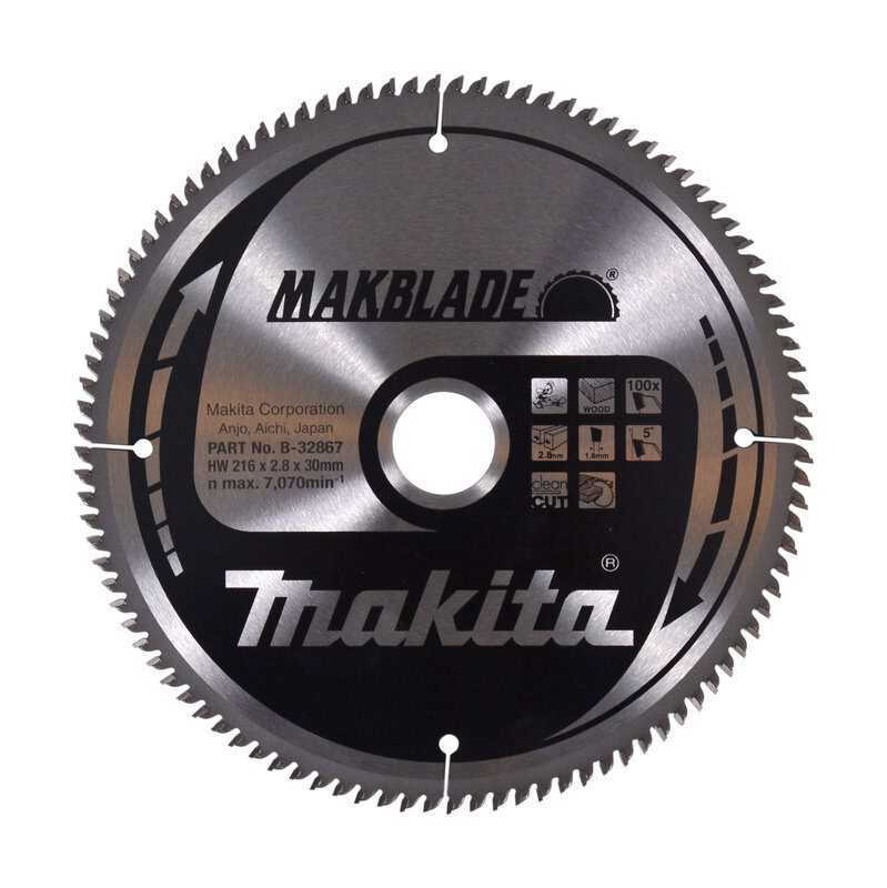 mak-b-32867-makita-b-32867-216mm-x-30mm-100t-wood-saw-blade-01.jpg Makita B-32867 216mm x 30mm 100T Wood Saw Blade - Image 1