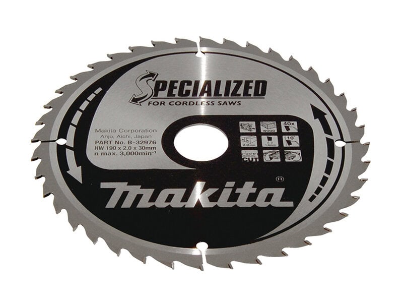 mak-b-32976-makita-b-32976-190mm-x-30mm-40t-tct-wood-saw-blade-01.jpg Makita B-32976 190mm x 30mm 40T TCT Wood Saw Blade - Image 1