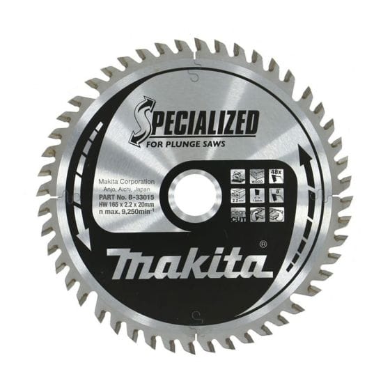 mak-b-33015-makita-b-33015-165mm-x-20mm-x-48t-plunge-saw-blade-01.jpg Makita B-33015 165mm x 20mm x 48T Plunge Saw Blade - Image 1