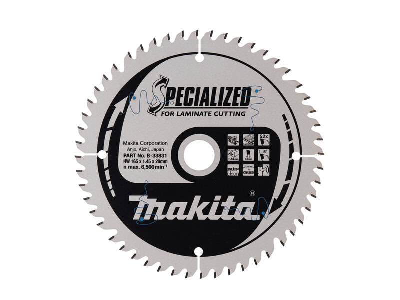 mak-b-33831-makita-b-33831-165mm-x-20mm-x-52t-laminate-saw-blade-01.jpg Makita B-33831 165mm x 20mm x 52T Laminate Saw Blade - Image 1