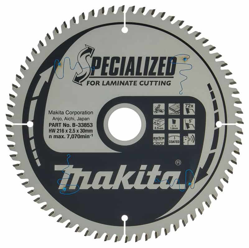 mak-b-33853-makita-b-33853-216mm-x-30mm-72t-tct-laminate-saw-blade-01.jpg Makita B-33853 216mm x 30mm 72T TCT Laminate Saw Blade - Image 1