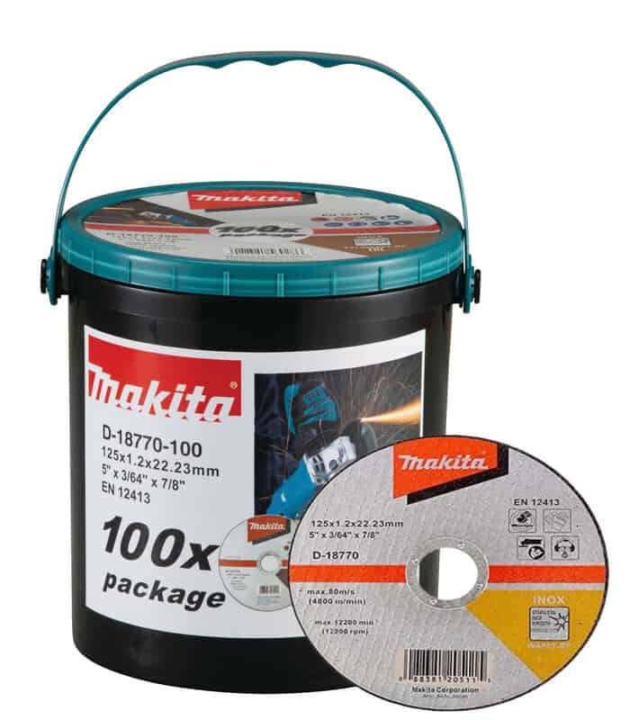 mak-d-18770-100-makita-d-18770-100-125mm-x-22-23mm-metal-and-stainless-steel-01.jpg Makita D-18770-100 125mm x 22.23mm Metal & Stainless Steel Cutting Discs - Pack of 100 - Image 1