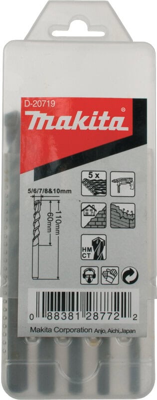 mak-d-20719-makita-d-20719-masonry-drill-bit-set-5-10mm-5pc-01.jpg Makita D-20719 Masonry Drill Bit Set 5-10mm - 5pc - Image 1