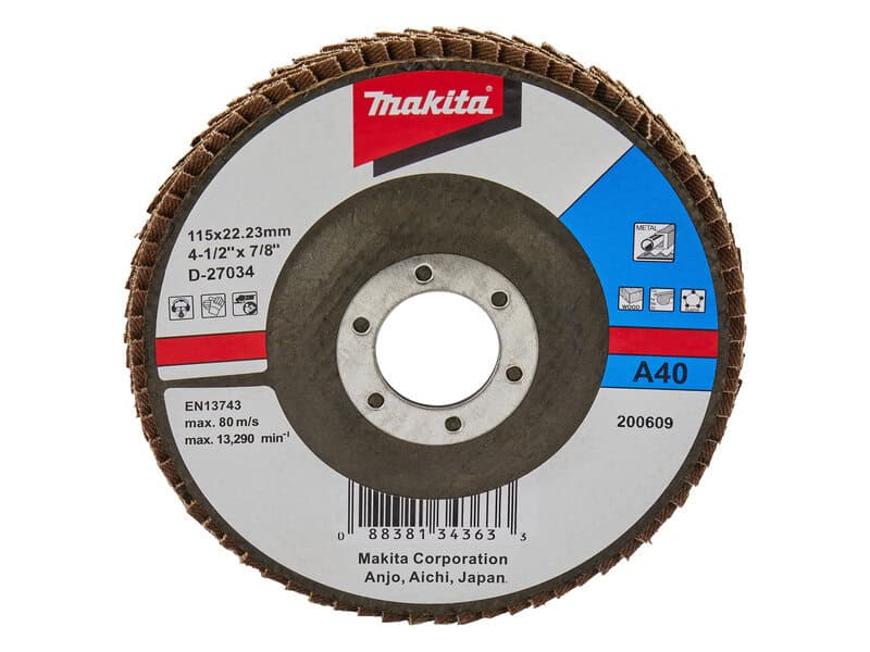 mak-d-27034-makita-d-27034-115mm-40-grit-flap-disc-01.jpg Makita D-27034 115mm 40 Grit Flap Disc - Image 1
