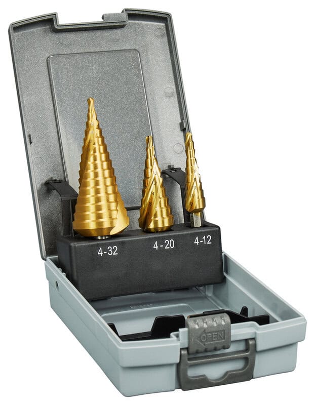 mak-d-41872-makita-d-41872-spiral-tin-step-drill-bit-set-3pc-01.jpg Makita D-41872 Spiral TiN Step Drill Bit Set - 3pc - Image 1