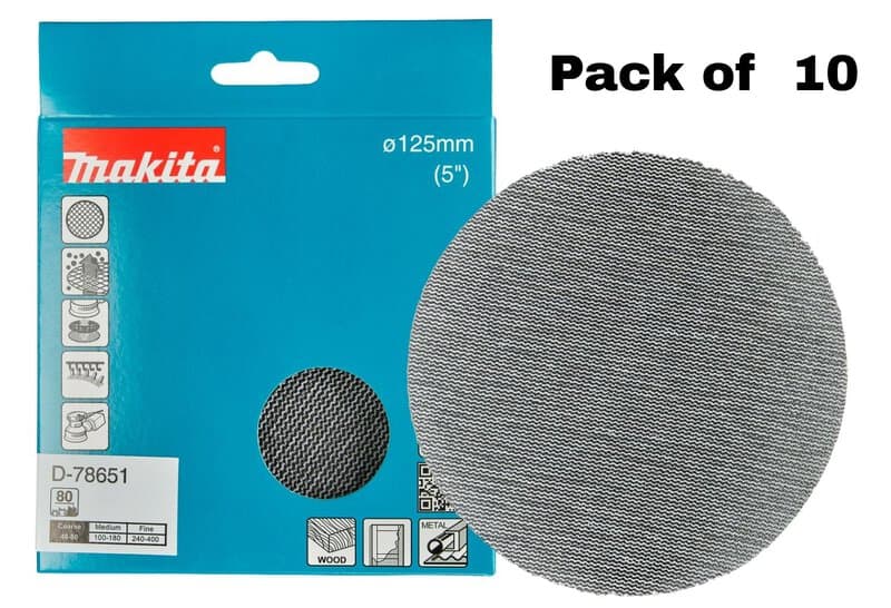 mak-d-78651-makita-d-78651-125mm-80-grit-net-sanding-discs-pack-of-10-01.jpg Makita D-78651 125mm 80 Grit Net Sanding Discs - Pack of 10 - Image 1