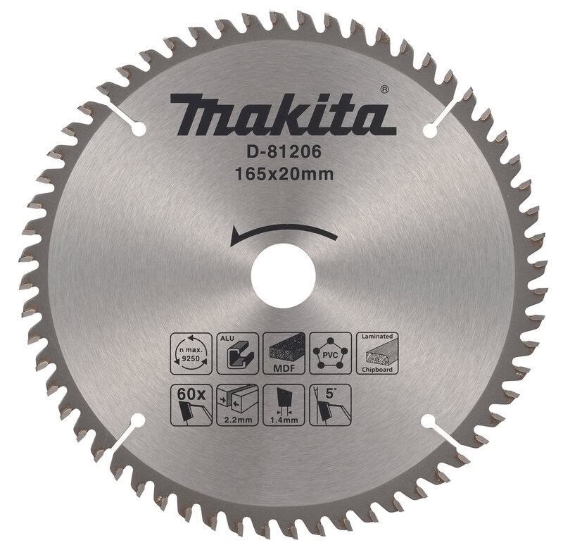 mak-d-81206-makita-d-81206-165mm-x-20mm-x-60t-tct-multi-purpose-saw-blad-01.jpg Makita D-81206 165mm x 20mm x 60T TCT Multi-Purpose Saw Blade - Image 1
