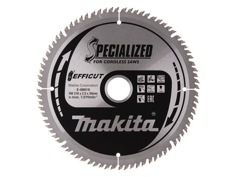 mak-e-08919-makita-e-08919-216mm-x-30mm-80t-tct-wood-saw-blade-01.jpg Makita E-08919 216mm x 30mm 80T TCT Wood Saw Blade - Image 1