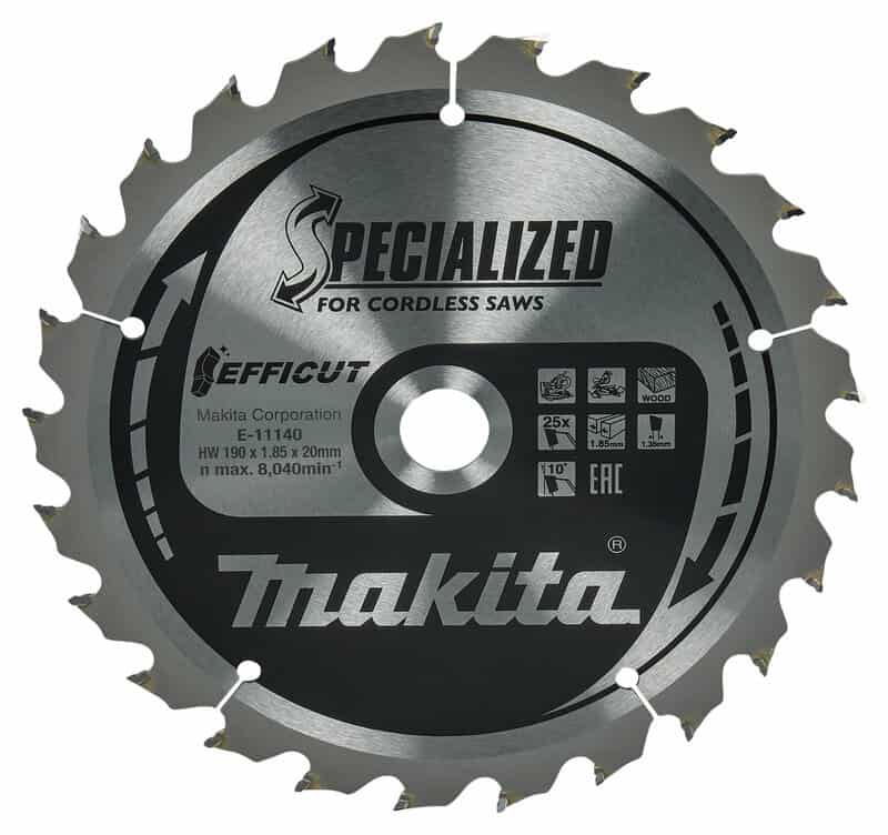 mak-e-11140-makita-e-11140-190mm-x-20mm-x-25t-efficut-tct-wood-saw-blade-01.jpg Makita E-11140 190mm x 20mm x 25T Efficut TCT Wood Saw Blade - Image 1