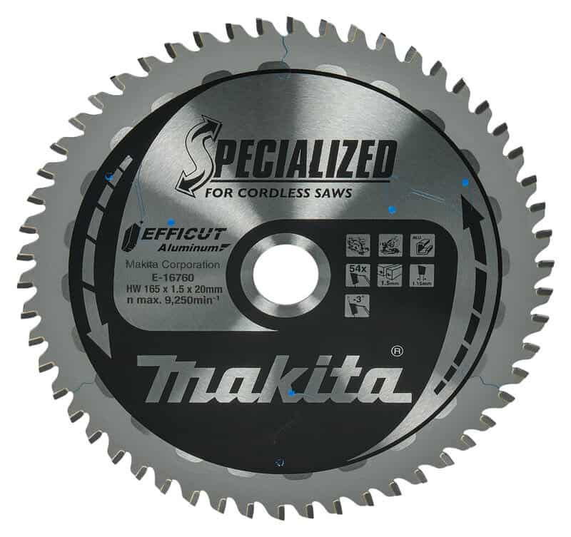 mak-e-16760-makita-e-16760-165mm-x-20mm-x-54t-tct-blade-for-aluminium-an-01.jpg Makita E-16760 165mm x 20mm x 54T TCT Blade for Aluminium & Non-Ferrous Metals - Image 1