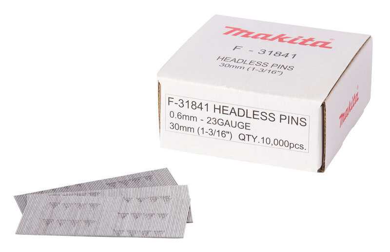 mak-f-31841-makita-f-31841-23g-30mm-headless-pins-pack-of-10-000-01.jpg Makita F-31841 23g 30mm Headless Pins - Pack of 10,000 - Image 1