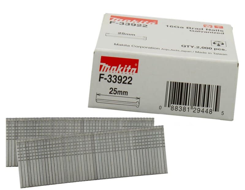 mak-f-33922-makita-f-33922-25mm-16g-brad-nails-pack-of-2000-01.jpg Makita F-33922 25mm 16G Brad Nails - Pack of 2000 - Image 1