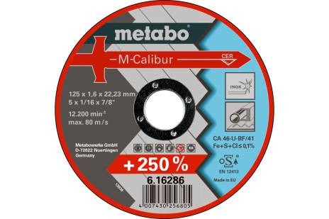 met-616286000-metabo-616286000-125mm-x-1-6mm-x-22-23mm-inox-cutting-disc-01.jpg Metabo 616286000 125mm x 1.6mm x 22.23mm Inox Cutting Disc - Image 1